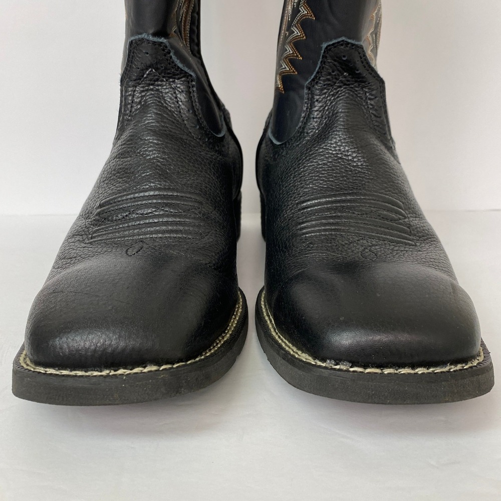 Sureway, Mens Black Leather Western Cowboy Work Boots Square Toe 1009-2 Size 12 - Picture 3 of 9